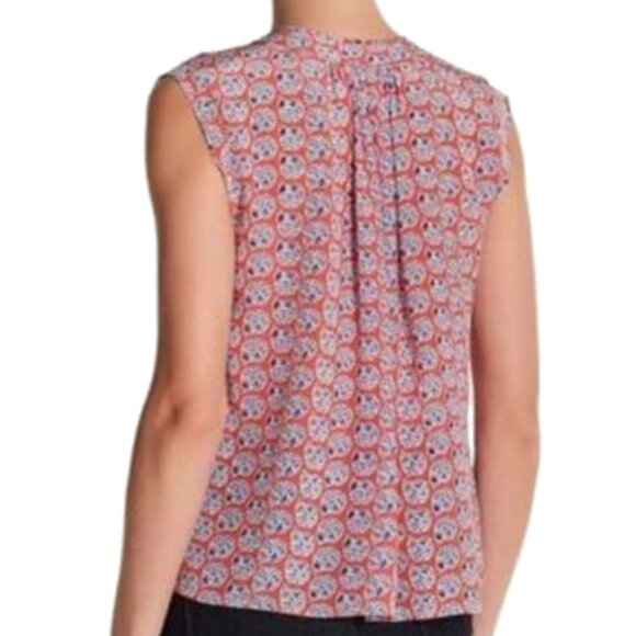 Rebecca Taylor $250 Size 2 XS 100% Silk Amanda Coral Print Sleeveless Tunic Top - Picture 5 of 10